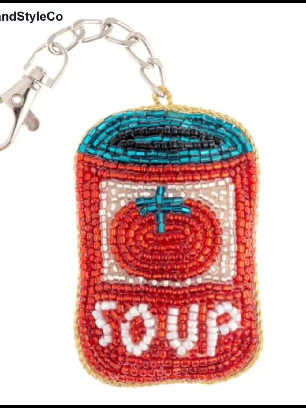 Beaded Glass Bag Charm Keychain with Lobster Clasp